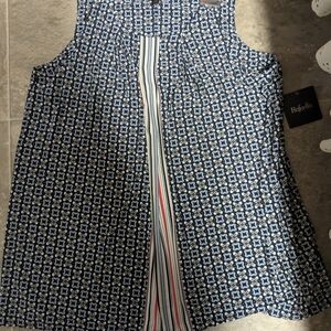 Rafaella Blue Patterned Sleeveless Top